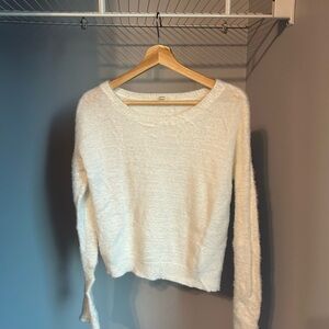 American Eagle Outfitters Cream Crew Neck Fuzzy Sweater